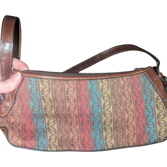 Fossil Boho small shoulder bag multi color. Multi Colors Leather Trim Bag - Picture 3 of 9